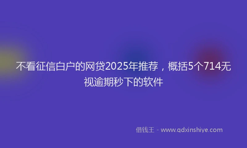 不看征信白户的网贷2025年推荐，概括5个714无视逾期秒下的软件