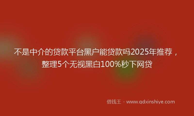 不是中介的贷款平台黑户能贷款吗2025年推荐，整理5个无视黑白100%秒下网贷