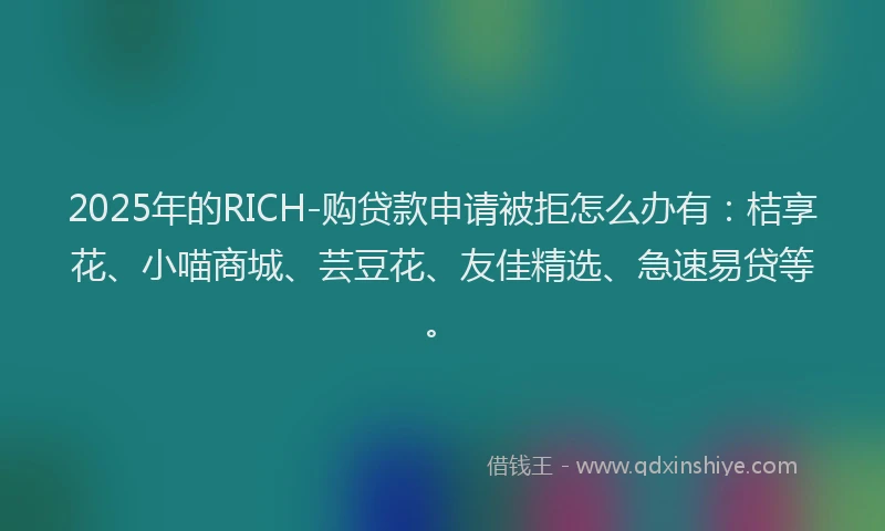 2025年的RICH-购贷款申请被拒怎么办有：桔享花、小喵商城、芸豆花、友佳精选、急速易贷等。