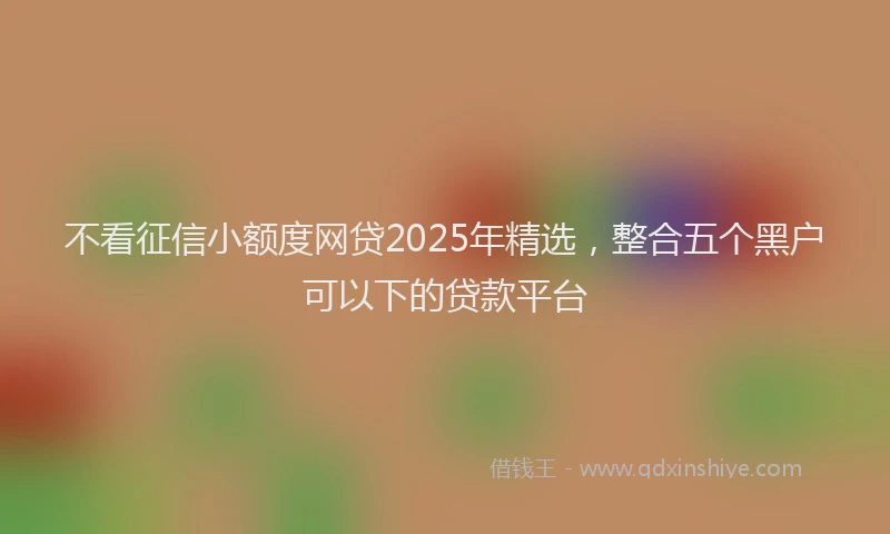 不看征信小额度网贷2025年精选，整合五个黑户可以下的贷款平台