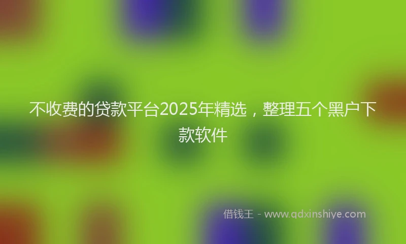不收费的贷款平台2025年精选，整理五个黑户下款软件