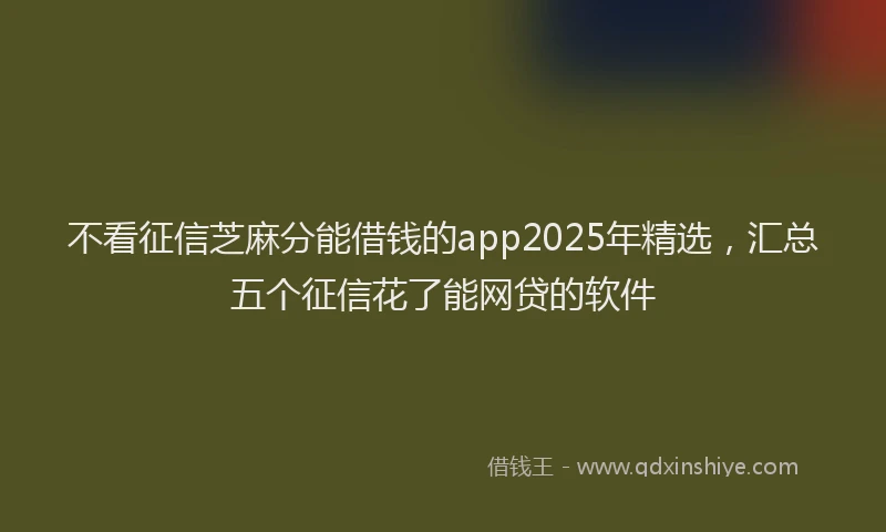 不看征信芝麻分能借钱的app2025年精选，汇总五个征信花了能网贷的软件