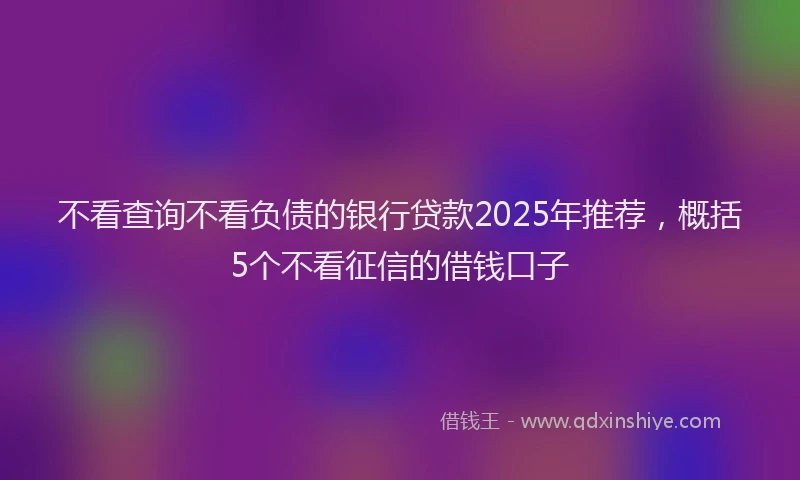 不看查询不看负债的银行贷款2025年推荐，概括5个不看征信的借钱口子