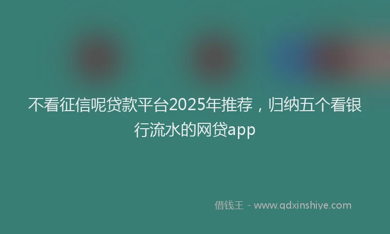 不看征信呢贷款平台2025年推荐，归纳五个看银行流水的网贷app