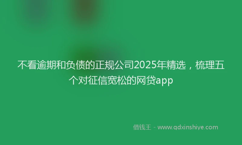 不看逾期和负债的正规公司2025年精选，梳理五个对征信宽松的网贷app