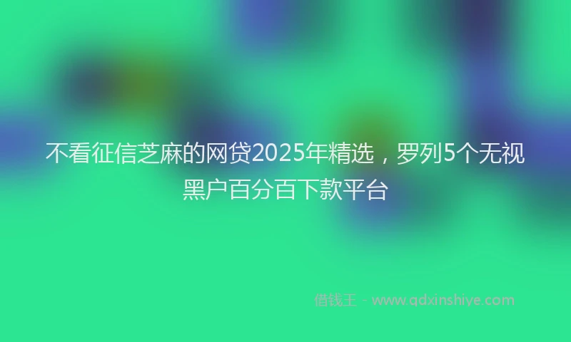 不看征信芝麻的网贷2025年精选，罗列5个无视黑户百分百下款平台