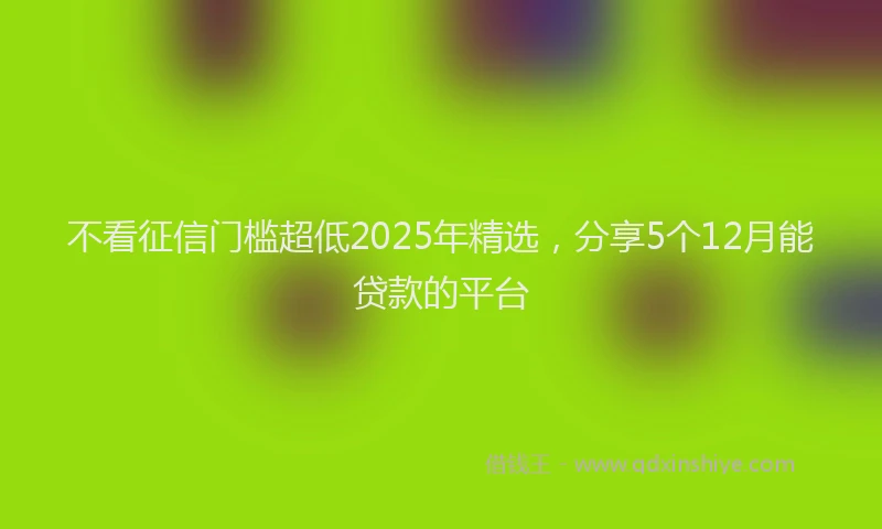 不看征信门槛超低2025年精选，分享5个12月能贷款的平台