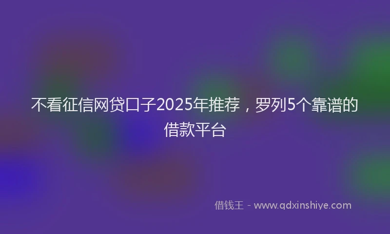不看征信网贷口子2025年推荐，罗列5个靠谱的借款平台