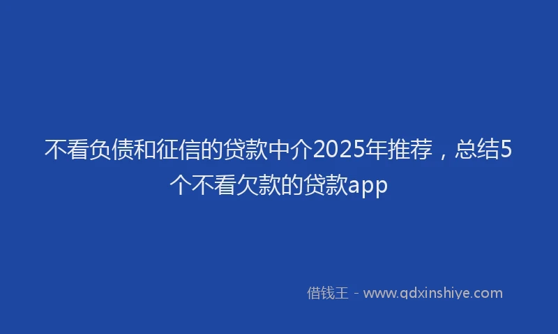 不看负债和征信的贷款中介2025年推荐，总结5个不看欠款的贷款app