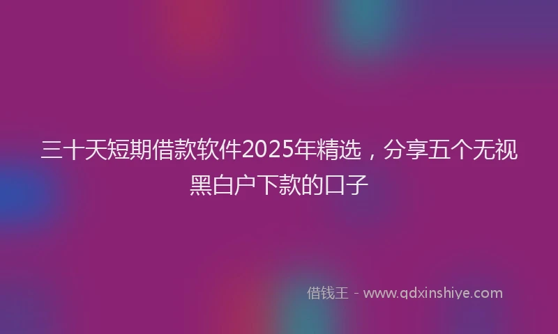 三十天短期借款软件2025年精选，分享五个无视黑白户下款的口子