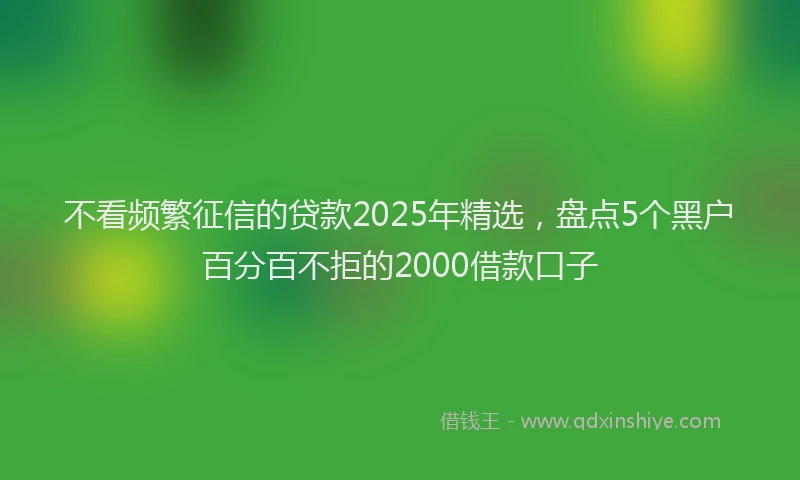 不看频繁征信的贷款2025年精选，盘点5个黑户百分百不拒的2000借款口子