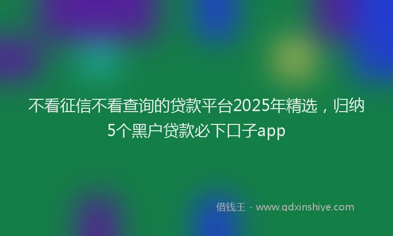 不看征信不看查询的贷款平台2025年精选，归纳5个黑户贷款必下口子app