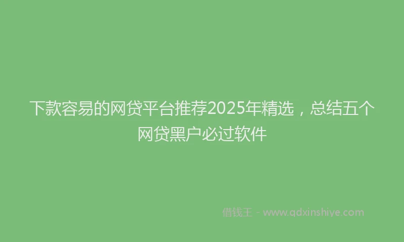 下款容易的网贷平台推荐2025年精选，总结五个网贷黑户必过软件