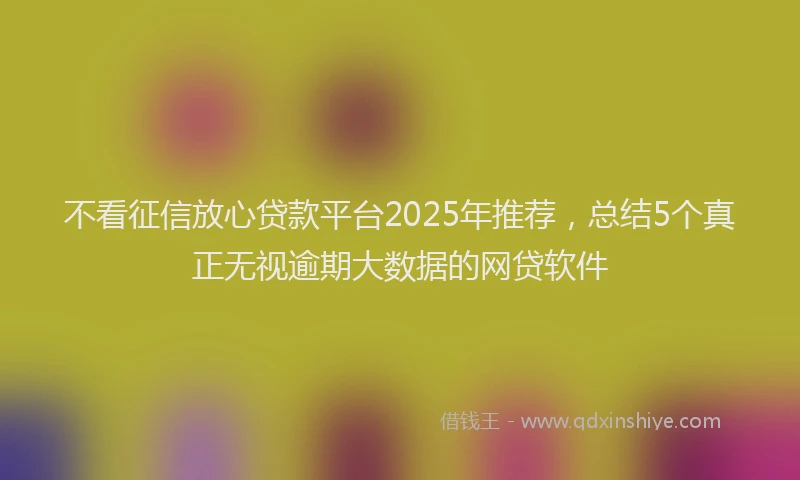 不看征信放心贷款平台2025年推荐，总结5个真正无视逾期大数据的网贷软件