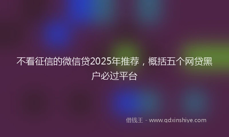 不看征信的微信贷2025年推荐，概括五个网贷黑户必过平台