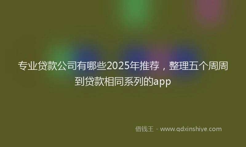 专业贷款公司有哪些2025年推荐，整理五个周周到贷款相同系列的app