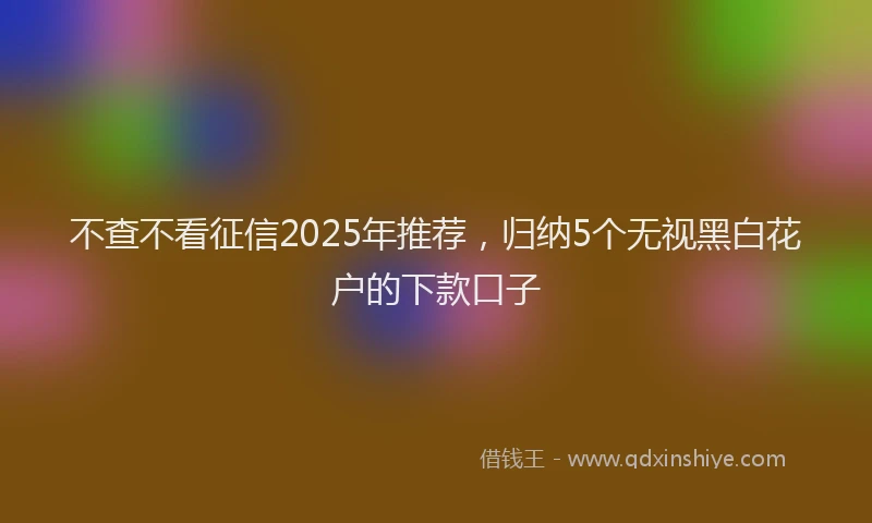 不查不看征信2025年推荐，归纳5个无视黑白花户的下款口子