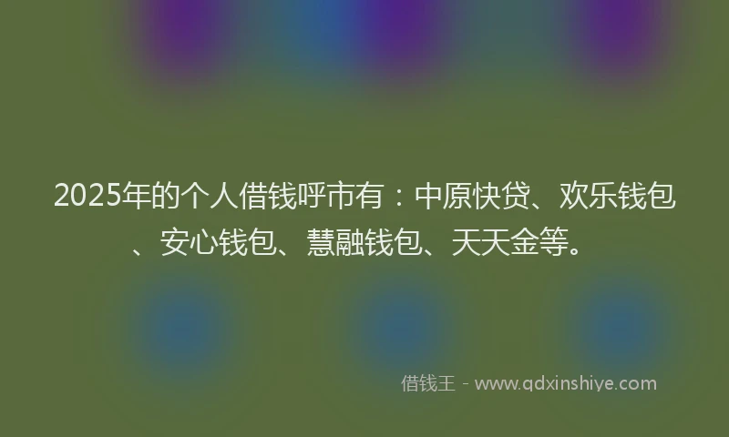 2025年的个人借钱呼市有：中原快贷、欢乐钱包、安心钱包、慧融钱包、天天金等。
