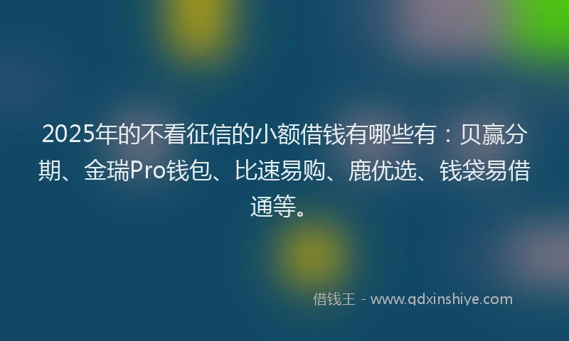 2025年的不看征信的小额借钱有哪些有：贝赢分期、金瑞Pro钱包、比速易购、鹿优选、钱袋易借通等。