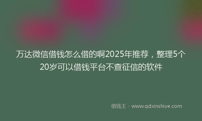 万达微信借钱怎么借的啊2025年推荐，整理5个20岁可以借钱平台不查征信的软件