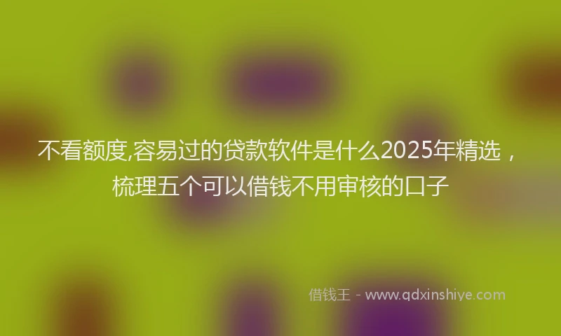 不看额度,容易过的贷款软件是什么2025年精选，梳理五个可以借钱不用审核的口子