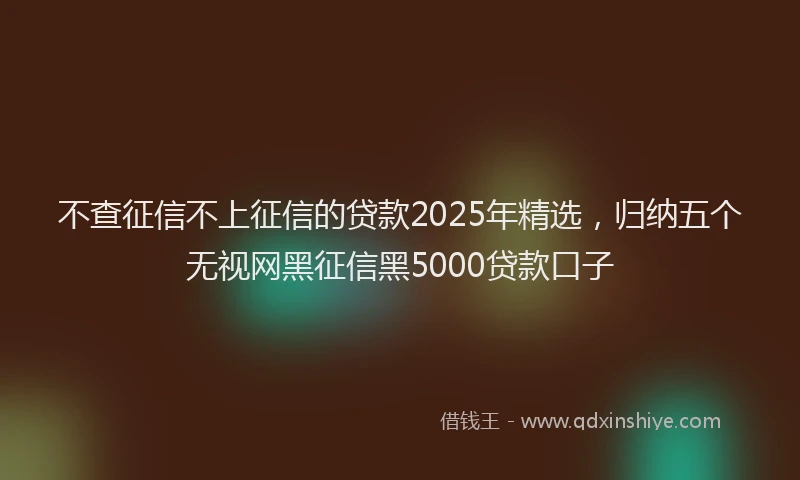 不查征信不上征信的贷款2025年精选，归纳五个无视网黑征信黑5000贷款口子