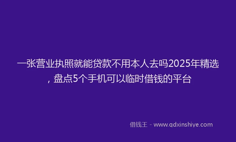 一张营业执照就能贷款不用本人去吗2025年精选，盘点5个手机可以临时借钱的平台