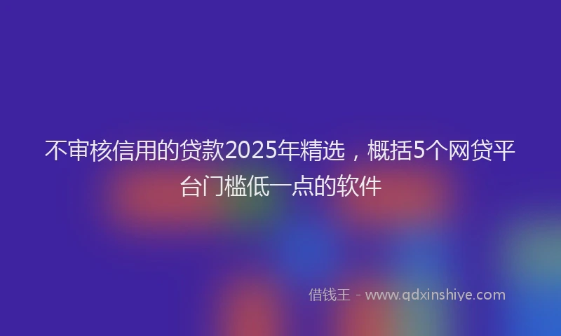 不审核信用的贷款2025年精选，概括5个网贷平台门槛低一点的软件