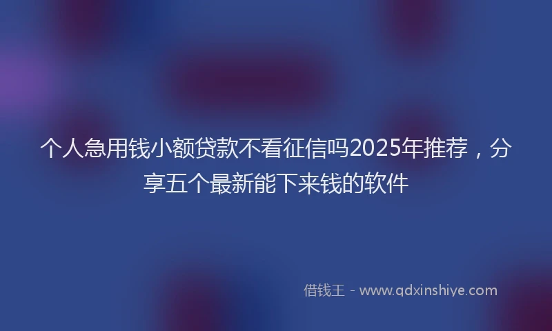 个人急用钱小额贷款不看征信吗2025年推荐，分享五个最新能下来钱的软件