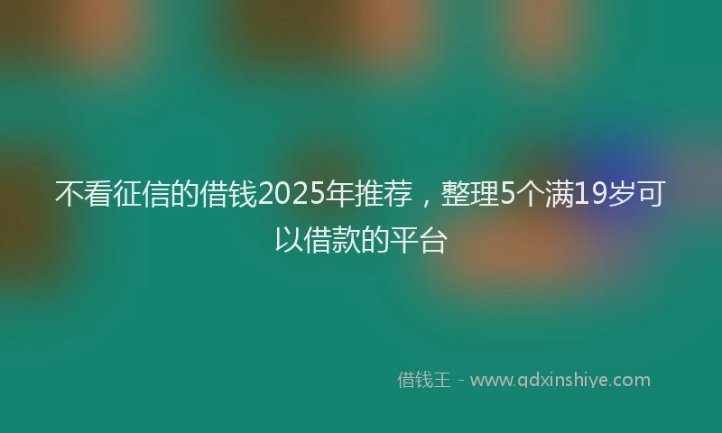 不看征信的借钱2025年推荐，整理5个满19岁可以借款的平台