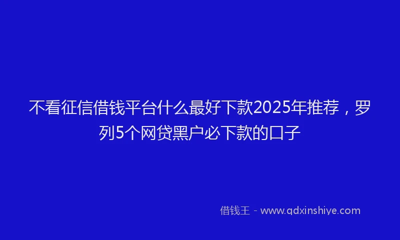 不看征信借钱平台什么最好下款2025年推荐，罗列5个网贷黑户必下款的口子