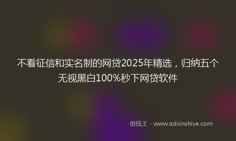 不看征信和实名制的网贷2025年精选，归纳五个无视黑白100%秒下网贷软件
