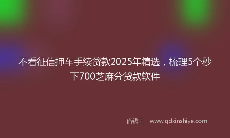 不看征信押车手续贷款2025年精选，梳理5个秒下700芝麻分贷款软件