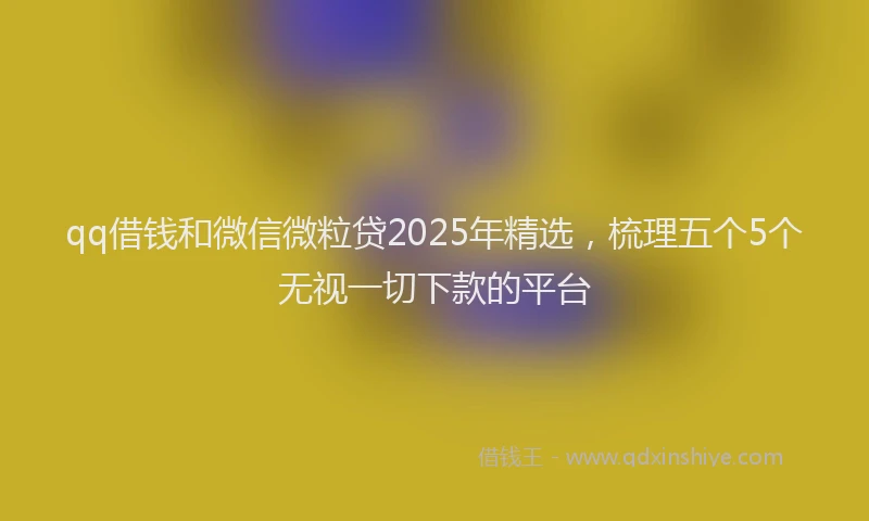 qq借钱和微信微粒贷2025年精选，梳理五个5个无视一切下款的平台