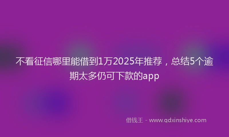 不看征信哪里能借到1万2025年推荐，总结5个逾期太多仍可下款的app