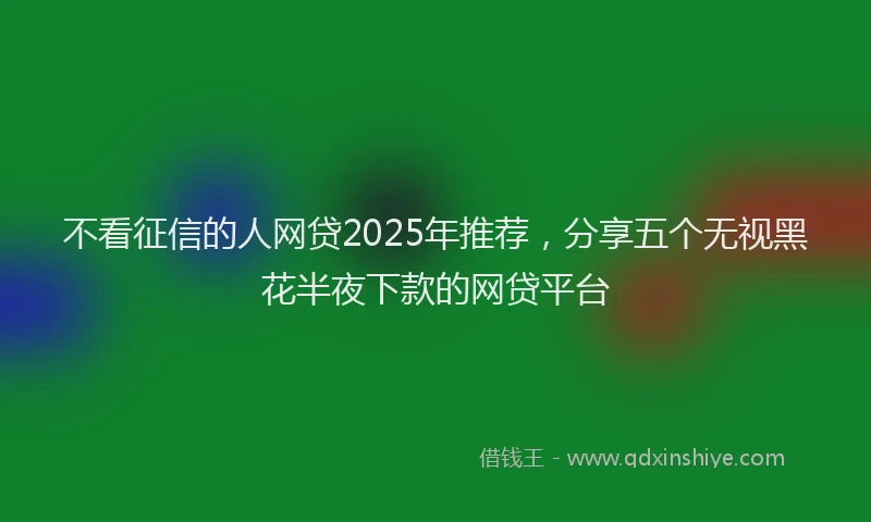 不看征信的人网贷2025年推荐，分享五个无视黑花半夜下款的网贷平台