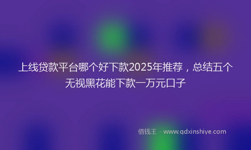 上线贷款平台哪个好下款2025年推荐，总结五个无视黑花能下款一万元口子