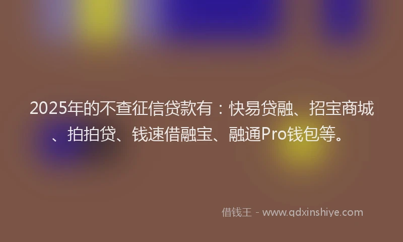 2025年的不查征信贷款有：快易贷融、招宝商城、拍拍贷、钱速借融宝、融通Pro钱包等。