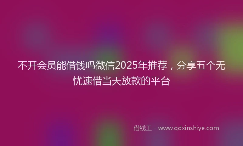 不开会员能借钱吗微信2025年推荐，分享五个无忧速借当天放款的平台