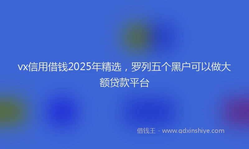vx信用借钱2025年精选，罗列五个黑户可以做大额贷款平台
