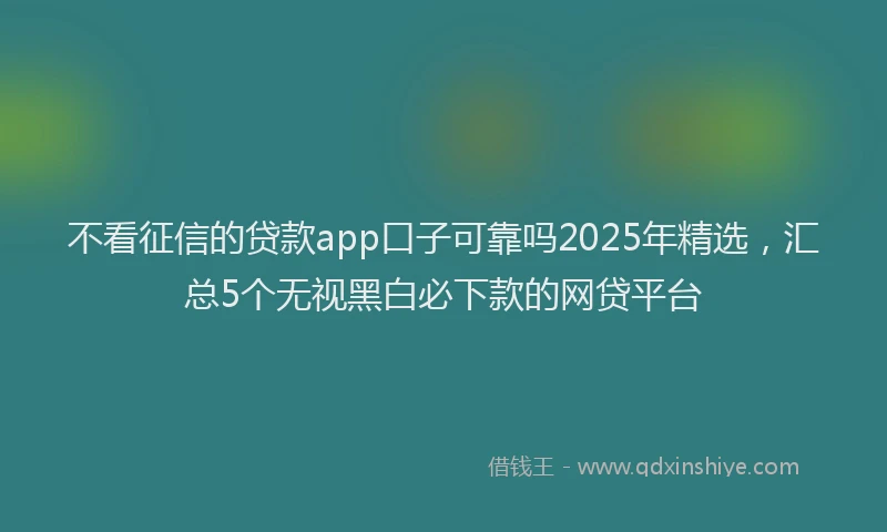 不看征信的贷款app口子可靠吗2025年精选，汇总5个无视黑白必下款的网贷平台