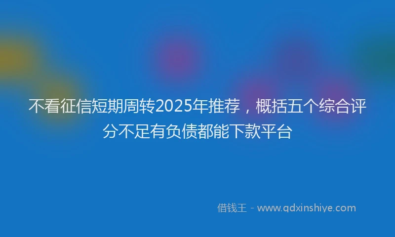 不看征信短期周转2025年推荐，概括五个综合评分不足有负债都能下款平台