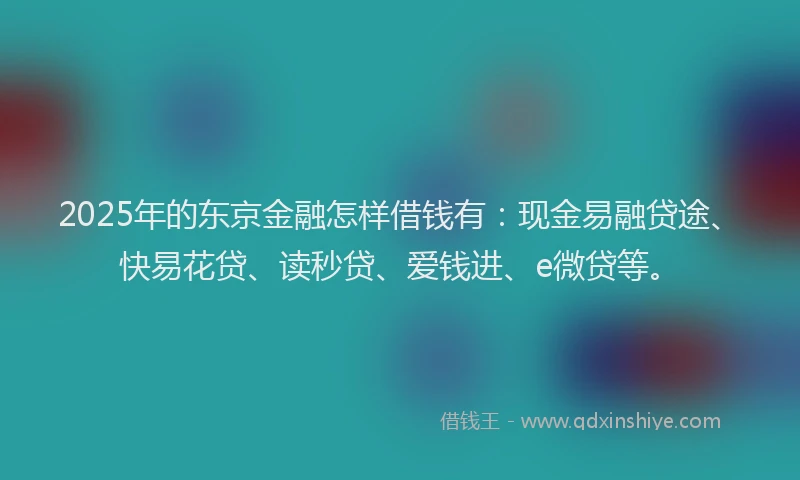 2025年的东京金融怎样借钱有：现金易融贷途、快易花贷、读秒贷、爱钱进、e微贷等。