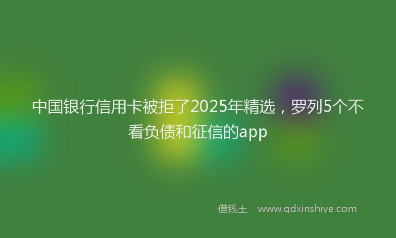 中国银行信用卡被拒了2025年精选，罗列5个不看负债和征信的app