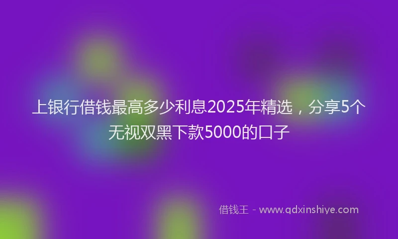 上银行借钱最高多少利息2025年精选,分享5个无视双黑下款5000的口子