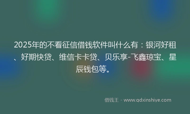 2025年的不看征信借钱软件叫什么有：银河好租、好期快贷、维信卡卡贷、贝乐享-飞鑫琼宝、星辰钱包等。