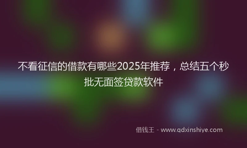 不看征信的借款有哪些2025年推荐，总结五个秒批无面签贷款软件