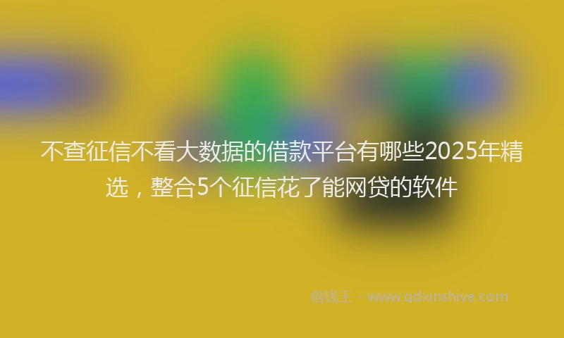 不查征信不看大数据的借款平台有哪些2025年精选，整合5个征信花了能网贷的软件