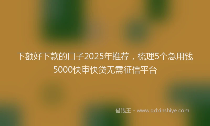 下额好下款的口子2025年推荐，梳理5个急用钱5000快审快贷无需征信平台