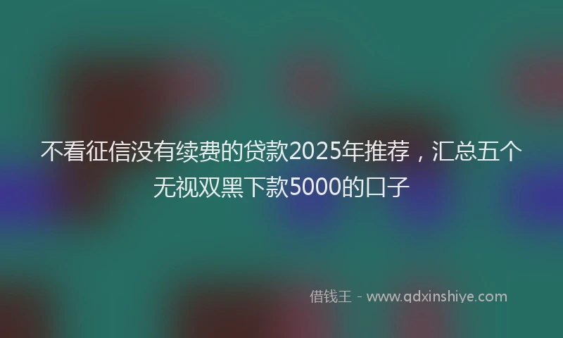不看征信没有续费的贷款2025年推荐，汇总五个无视双黑下款5000的口子